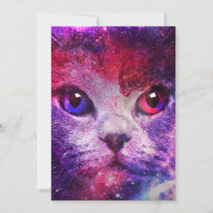 Purple Galaxy Cat Invitation