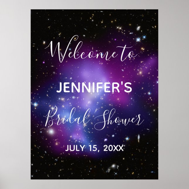 Purple Galaxy Celestial Photo Bridal Shower Poster (Front)