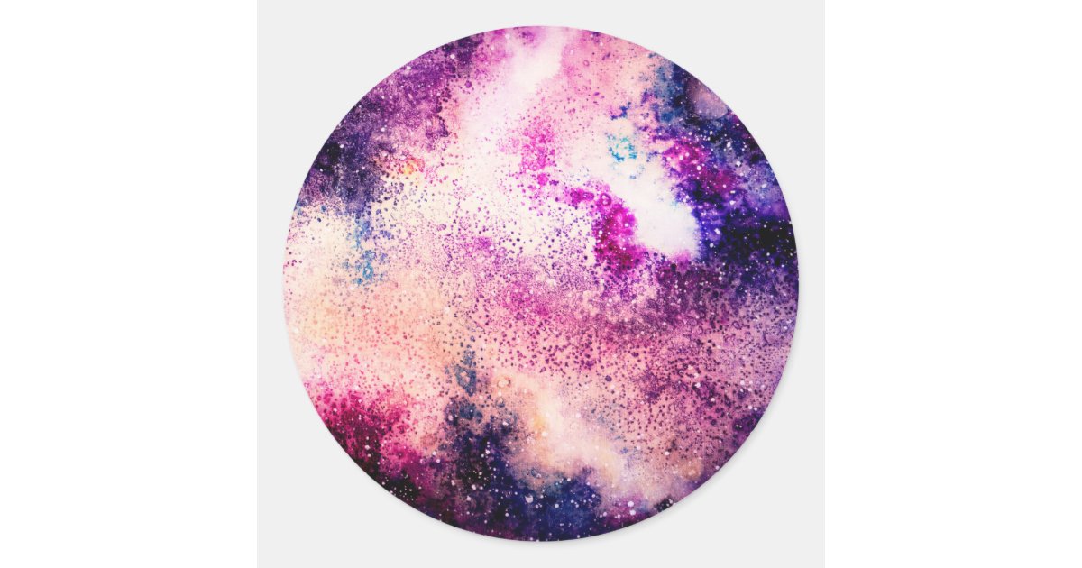 Purple Galaxy Classic Round Sticker | Zazzle