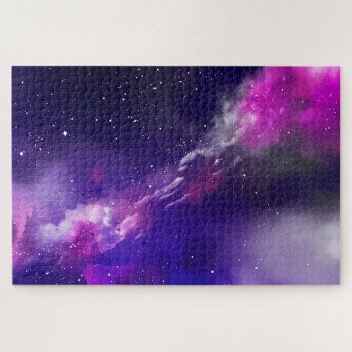 Purple Galaxy Clouds and Stars Jigsaw Puzzle