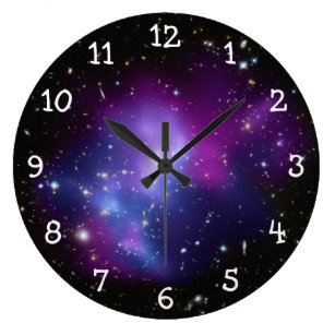 INTERESTPRINT Galaxy Blue Purple Spiral Space Decorative Wall Clock for Wall Decor 