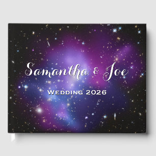 Purple Galaxy Cluster Planetarium Wedding Guest Book