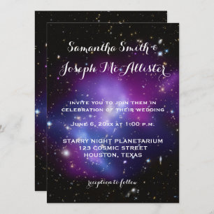Purple Galaxy Cluster Planetarium Wedding Invitation