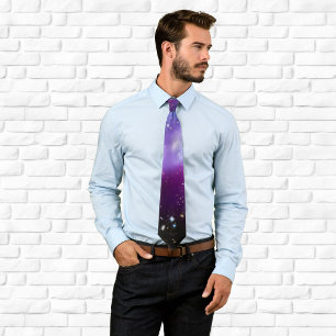 Purple Galaxy Cluster Space Image Neck Tie