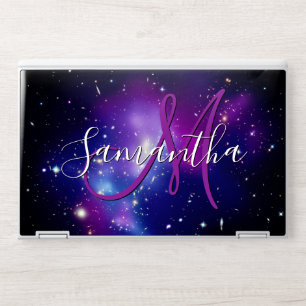Purple Galaxy Cluster Space Photo Monogram HP Laptop Skin
