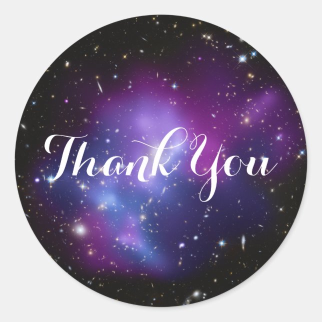Purple Galaxy Cluster Thank You Classic Round Sticker (Front)