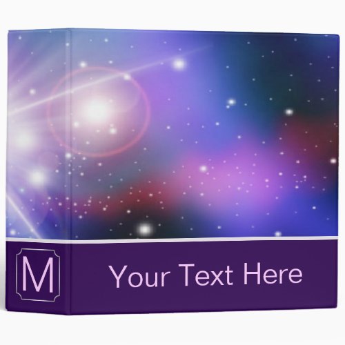 Purple Galaxy Custom Monogram 2 3 Ring Binder