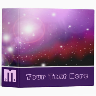 Purple Galaxy. Custom Monogram 3 Ring Binder