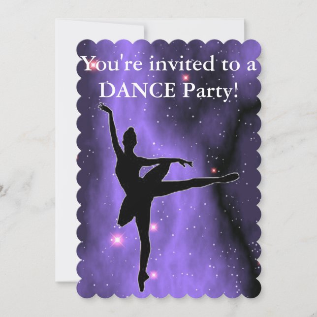 Purple Galaxy Dance Birthday Party Invitations (Front)