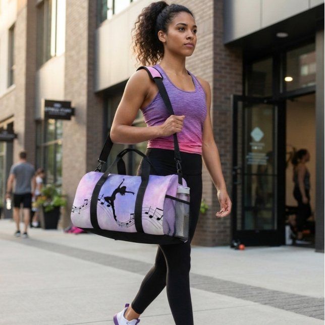 Purple Galaxy Dance with Musical Notes Duffle Bag (Creator Uploaded)