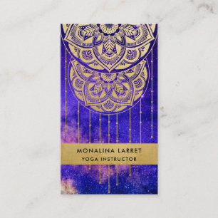 Purple Galaxy Faux Gold Foil Mandala Pattern   Business Card