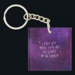 Purple Galaxy Key Chain<br><div class="desc">I love you more than all the stars in the galaxy key chain. Purple stars and hand lettering with a fun and loving message. Perfect for stargazers and galaxy lovers.</div>