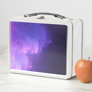 purple galaxy metal lunch box