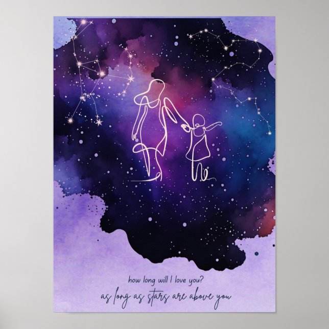Purple Galaxy Nursery Poster  (Front)