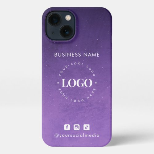 Purple Galaxy Ombre Business Logo  Social Media iPhone 13 Case