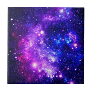 Purple Galaxy Outer Space Stars Ceramic Tile