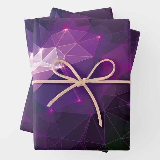 Purple galaxy pattern wrapping paper sheets (In situ)