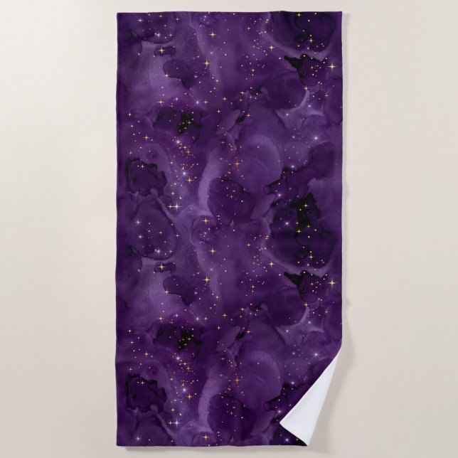 Purple Galaxy Series Design 8  Beach Towel (Front)