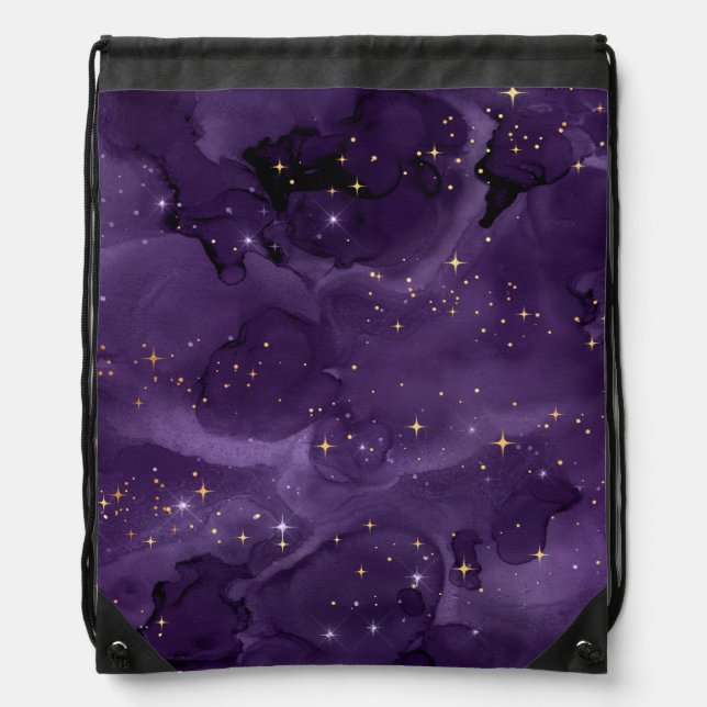 Purple Galaxy Series Design 8  Drawstring Bag (Front)