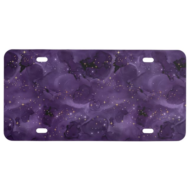 Purple Galaxy Series Design 8 License Plate (Front)