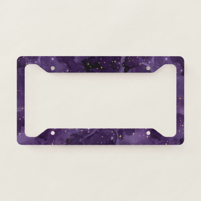 Purple Galaxy Series Design 8  License Plate Frame (Front)