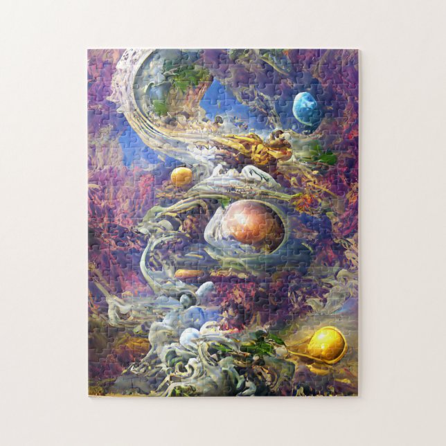 Purple Galaxy Solar System Jigsaw Puzzle (Vertical)
