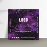 Purple Galaxy Space Sparkles QR Code & Logo Cosmic Square Business Card