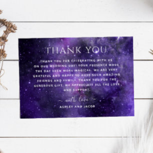 Purple Galaxy Space Wedding Celestial Night Thank You Card