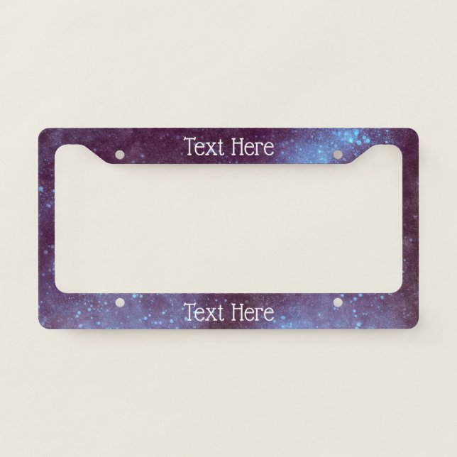 Purple Galaxy Sparkle Abstract Personalized Licens License Plate Frame (Front)