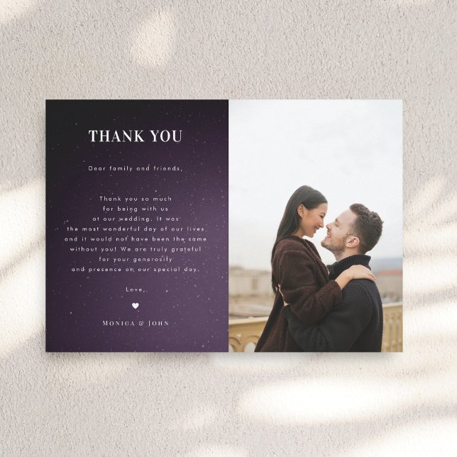 Purple Galaxy Starry Night Dark Celestial Wedding Thank You Card (Creator Uploaded)
