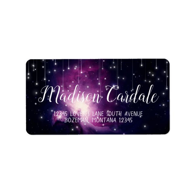 Purple Galaxy Stars Wedding Return Address Label (Front)