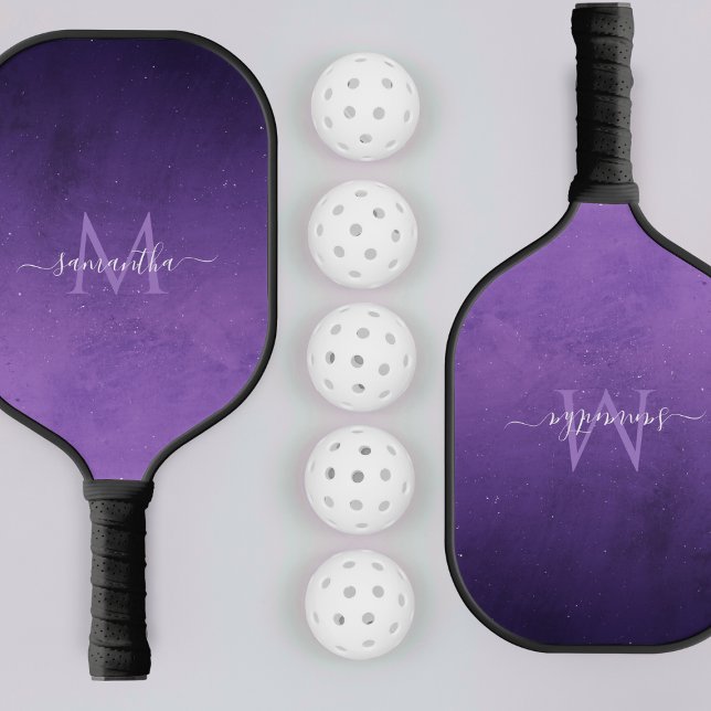 Purple Galaxy Universe Custom Monogram & Name Pickleball Paddle (Creator Uploaded)