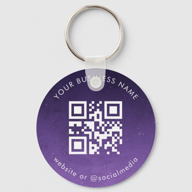 Purple Galaxy Your Custom Business Qr Code Scan Keychain (Front)