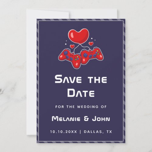 Purple Gamer Gaming Joypad Geeky Nerdy Love  Save The Date