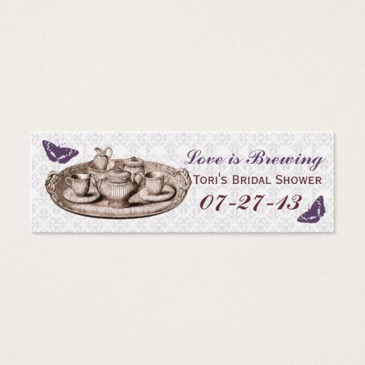 Customizable Purple Garden Bridal Tea Party Gift Bag Tags Business Cards