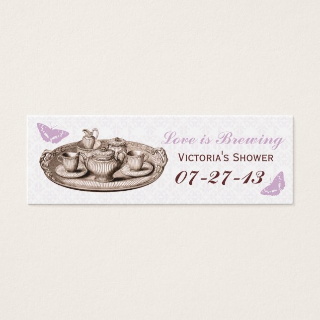 Purple Garden Bridal Tea Party Gift Bag Tags (Front)