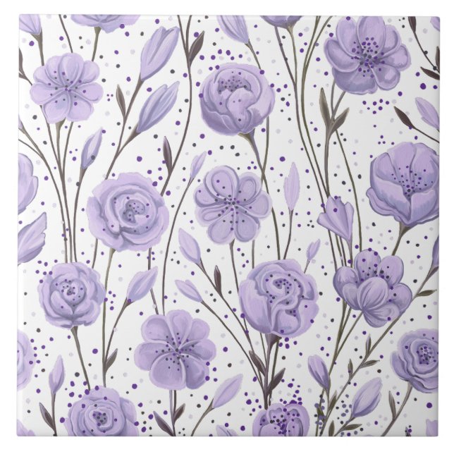 Purple Garden Ceramic Tile (Front)