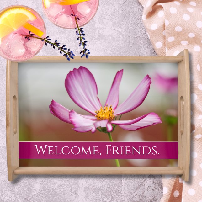 Purple Garden Cosmo Flower Close-up Serving Tray (Creator Uploaded)