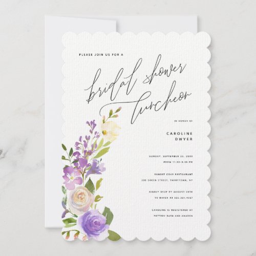 Purple Garden Floral Bridal Shower Luncheon Invitation