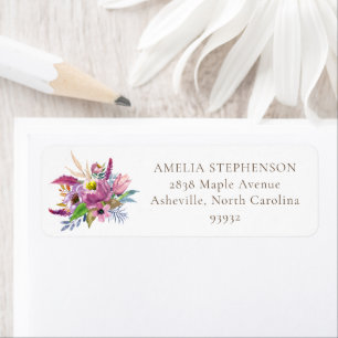 Purple Garden Floral Watercolor Return Address Label