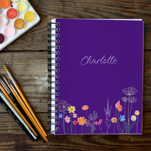 Purple garden flower watercolor Spiral Notebook (Creator Uploaded)