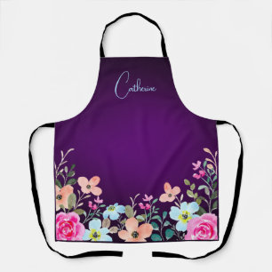 Purple Garden Flowers Apron