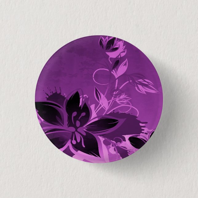 Purple Garden Flowers Button (Front)