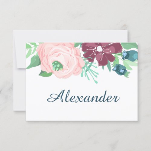 Purple garden flowers Wedding Table Place Card