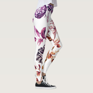 Purple Garden Vintage Floral Toile No.2 Leggings