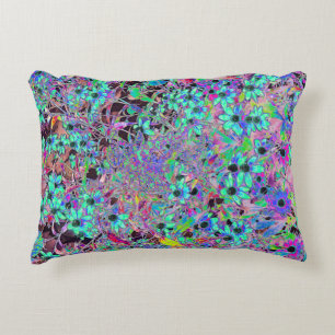Purple Garden with Psychedelic Aquamarine Flowers Accent Pillow