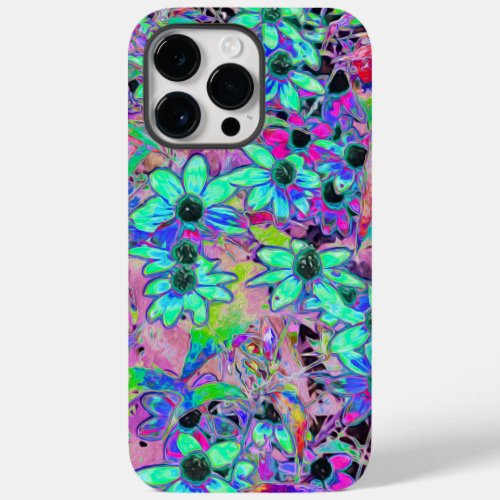 Purple Garden with Psychedelic Aquamarine Flowers Case_Mate iPhone 14 Pro Max Case