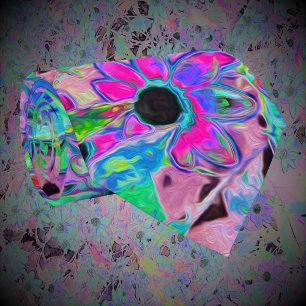 Purple Garden with Psychedelic Aquamarine Flowers Neck Tie