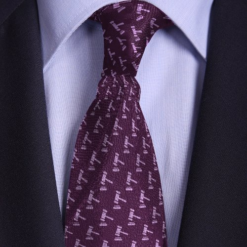Purple Gavel Pattern Attorney Neck Tie