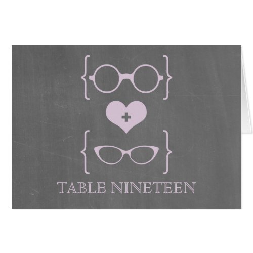 Purple Geeky Glasses Chalkboard Table Number Card